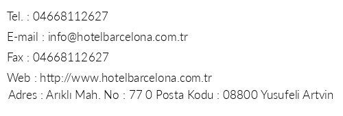 Hotel Barcelona telefon numaralar, faks, e-mail, posta adresi ve iletiim bilgileri